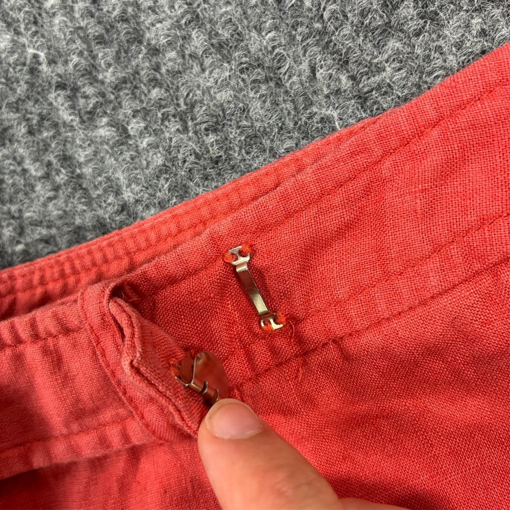Apostrophe 100% Linen Cropped Pants Womens Size 6 Coral Casual High Rise - Picture 4 of 10